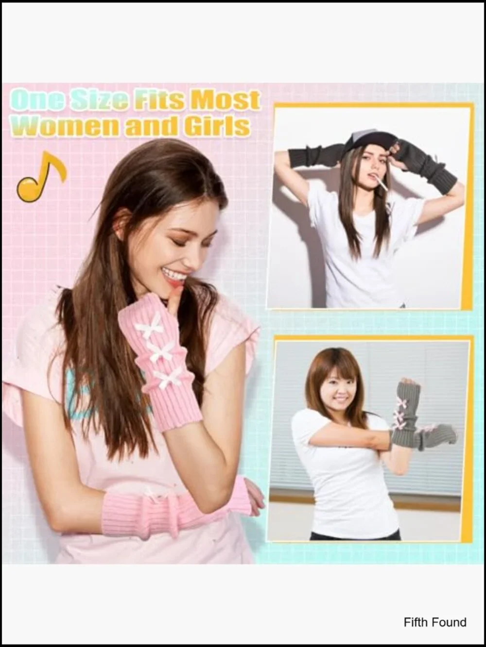 6 Pairs Arm Warmers Kawaii Sleeves Y2k Harajuku Lolita Style Fingerless Gloves